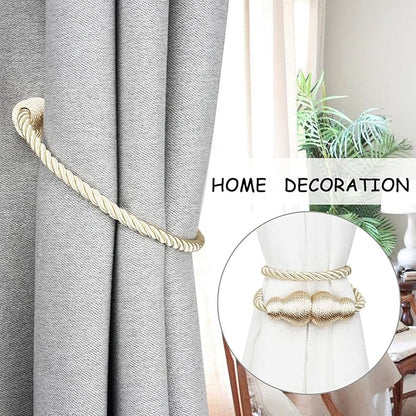 Nieffeiy Magnetic Curtain Tiebacks Outdoor Curtain Tie Backs Rope Decorative Magnetic Curtain Holders for Drapes Window Treatment Holdbacks, Ecru 2Pack