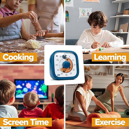 Visual Timer for Kids – Cookie Monster Clock - Silent Time Management – 60 Minute Countdown – Focus and Productivity Tool – for Classroom, Toddlers, Study, Toothbrush – Fun Design – Adjustable Alarms