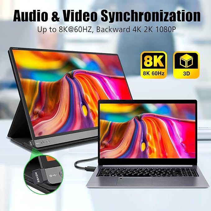 AGVEE 1 Pack (Long Side Inward) 180 Degree Angled HDMI Male to HDMI Female Adapter, U-Shaped 8K@60HZ Converter Coupler Connector Extender for Portable Display Monitor Accessories, Black