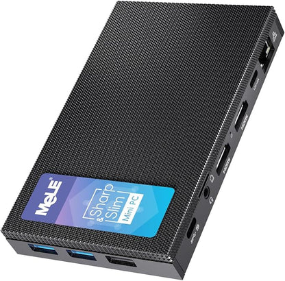 MeLE Mini PC Quieter 4C - 12th Gen N100, Fanless PC, 8GB Memory, 128GB Storage, 2.4/5G Wi-Fi, Full-Functional USB-C, 4K Triple Display Desktop on Home, Office, Education, Astrophotography