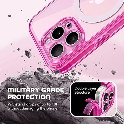Magnetic for iPhone 15 Pro Max Case, Compatible with MagSafe, Built-in Privacy Screen Protector and Camera Protection, Anti Spy Full Body Dustproof Shockproof Hard Phone Case 6.7",Bright Pink