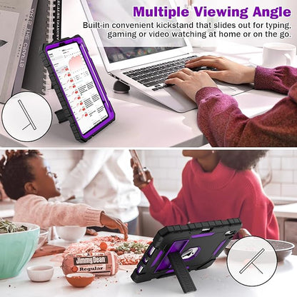 Grifobes Case for iPad Mini 7 (A17 Pro) 2024 / Mini 6 2021 8.3 inch, Heavy Duty Shockproof Rugged Cover with Pencil Holder Stand, for I Pad Mini 7th/6th Gen 8.3" for Kids Girl (Black+Purple)