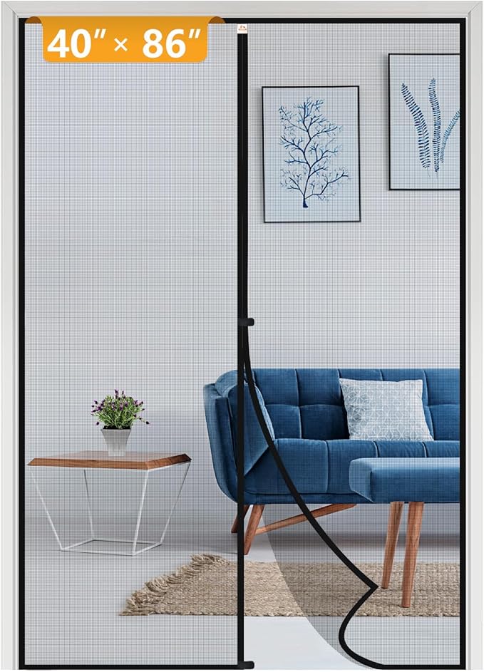 Yotache Magnetic Screen Door Fits Door Size 40 x 86, Screen Size 42" x 87" Door Screen Magnet for Walk Through Sliding Door Black