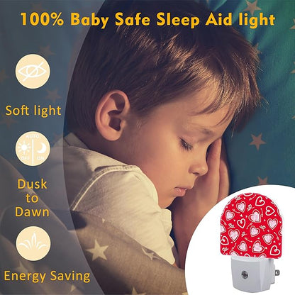 sndheke Valentine's Day Love Words and Arrow Night Light for Kids, Red Love Hearts Night Light Plug in with Dusk to Dawn Sensor,0.5w Energy Saving Nightlight for Hallway Stairway Kitchen Bedroom
