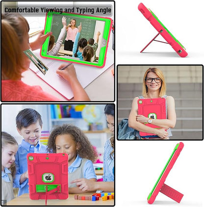 Rantice iPad 9th Generation Case, iPad 8th Generation Case, iPad 7th Generation Case, Hybrid Shockproof Rugged Drop Protection Cover with Kickstand for iPad 10.2'' 2021/2020/2019 Released(Pink+Green)