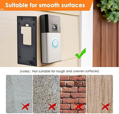 Fansoun Adhesive Video Doorbell Mount for Ring Battery Doorbell(2024 Release) No Drilling Camera Door Mounting Holder Bracket Accessories for Apartments Office Houses (Black)