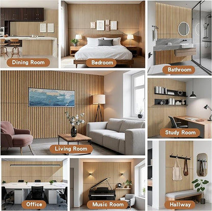 AUTORIFIC Wood Veneer Acoustic Panels, 4 Pack 47.2”x23.6” Sound Panels, Decorative Large Wood Panels for Wall, for Office,Home Theater,Studio,Living Room, Teak(Mitred)
