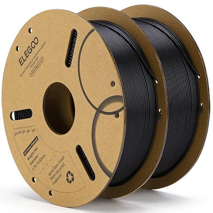 ELEGOO PLA Filament 1.75mm Black 2KG, 3D Printer Filament Dimensional Accuracy +/- 0.02mm, 2 Pack 1kg Cardboard Spool(2.2lbs) 3D Printing Filament Fits for Most FDM 3D Printers