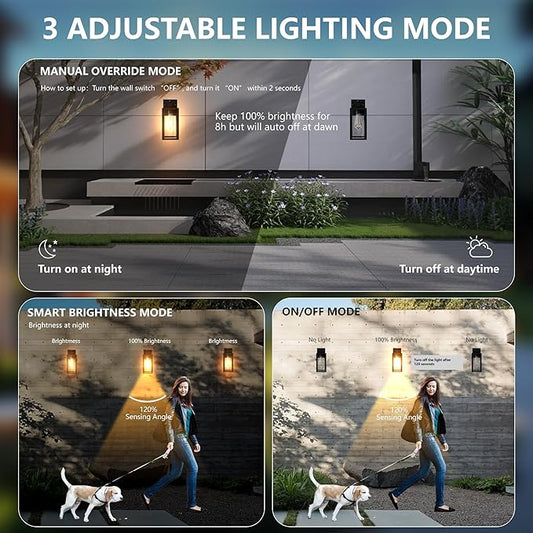 Kainozoic Motion Sensor Dawn to Dusk Outdoor Sensor Light Fixture Anti-Rust Exterior Wall Lighting Waterproof Outdoor Wall Lantern for Porch Patio Front Door Garage