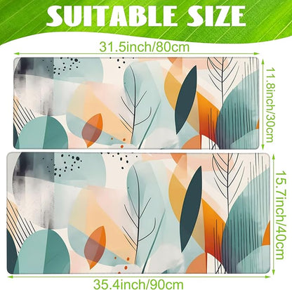 Eflxamz Desk Pad,Abstract Colorful Leaves Desk Mat,Abstract Line Art Large Gaming Mouse Pad for Desk,Extended Big Computer Keyboard Mouse Pad with Non-Slip Base and Stitched Edge,35.4"x15.7"
