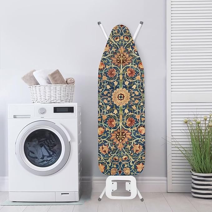 ZCFYGDX Vintage Flower Print 14 x 45 Ironing Board Covers Nylon Buckle Straps Fasteners & Elastic Edge Stain Resistant Breathable,Suitable for Multi-Size Iron Board Relaxing Ironing Experience