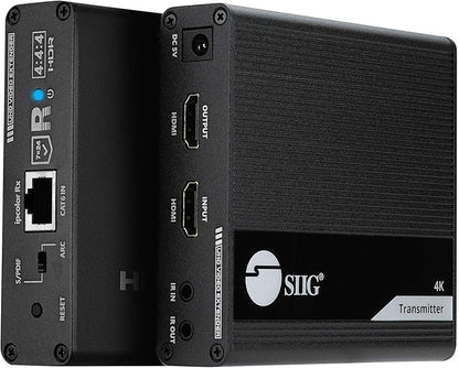 SIIG 4K HDMI Extender Balun Over CAT6/7 - Up to 230ft (70m), 4K@60Hz, Loopout, HDCP 2.2, Near Zero Latency, EDID Learning, ARC & Audio Extractor, Two-Way IR, ESD Protection (CE-H26L11-S1)