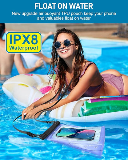 Large Waterproof Phone Pouch, Floating Dry Bag for iPhone 15 14 13 12 11 Pro Max Galaxy S22 S21 Waterproof Bag Sunscreen Glasses Storage Universal Dry Pouch for Swimming Rafting Boating