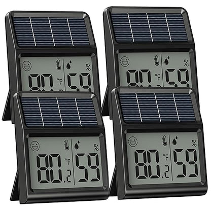 Digital Indoor Thermometer & Hygrometer, Light Powered (No Rechargeable Batteries Runs Only on Real-time Light Exposure) Solar Indoor Temperature and Humidity Monitor, Humidity Gauge