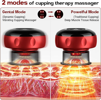Cakoutanb Smart Cupping Therapy Massager, 7 in 1 Red Light Cupping Therapy Set with 2 Modes for Targeted Pain Relief, Muscle Soreness,Tighter Skin, Cupping Kit with 12 Levels Suction and Heat,1 Pack