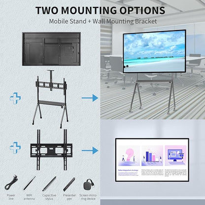 TouchWo 55" Touchscreen Monitor Smart Board, 4K Interactive Presentation Electronic Whiteboard with Android 13, Digital Signage Display for Office, Classroom,RAM 4GB+ ROM 32GB