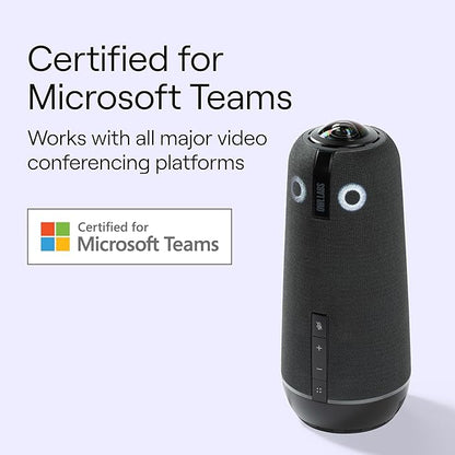 Meeting Owl 4+ 360-Degree, 4K Smart Video Conference Camera, Microphone, and Speaker (Automatic Focus, Zooming, Noise Equalizing, Certified for Microsoft Teams)