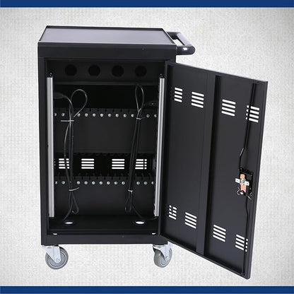 32 Device Mobile Charging Station for Laptops/Tablets/iPads/Chromebooks,32 Bay Lockable Charging Cabinet with Cable Management & Power Strip, Laptop & Tablet Storage Carts,Easy Assembly