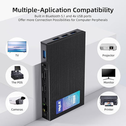 MeLE Fanless Mini PC Quieter3Q 11th Gen N5100 8GB 256GB, Micro Computer WiFi 5 Small Desktop Service with USB-C PD, Gigabit Ethernet, Dual HDMI 4K, Auto Power on, PXE Support M.2 SSD