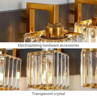 FDPBY Modern Bathroom Vanity Light 3-Lights Black Gold Crystal Wall Lamp Bathroom Modern Crystal Vanity Lighting