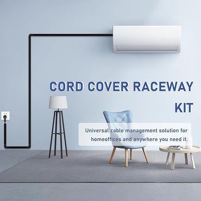 Cable Cover Wall - Large Cord Covers for Wires on Wall, 157 Inches TV Cable Hider Wall Kit, Black