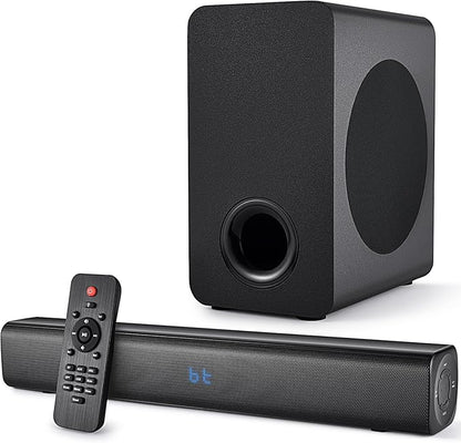 Fansbe Direct Sound Bar Speakers Bluetooth Wireless, TV Speakers Sound Bar Subwoofer, Home Theater Surround Sound Bar HDMI(ARC) Optical AUX USB 2.1ch Home Audio Sound System TV PC Wall Mount, Black