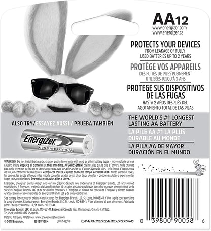 Energizer AA Batteries, 12 Count, Double A Max Alkaline Battery (Pack of 2)