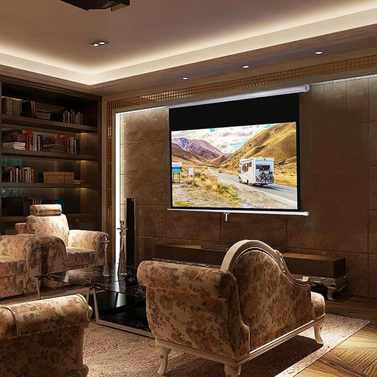 Instahibit 72" 16:9 Manual Pull Down Projector Screen 4K Self-Locking Home Theater Cinema Meeting Room Classroom Restaurant Bar Office