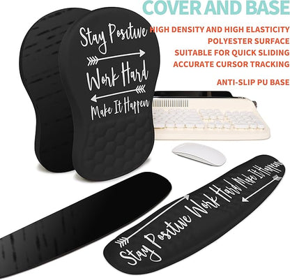 KUOSGM 2-in-1 Ergonomic Set, Wave Rise Keyboard Wrist Rest and Massage Bulge Slope Mouse Pad Wrist Support, Cushion Memory Foam Integrated to Relieve Wrist Pain, Stay Positive