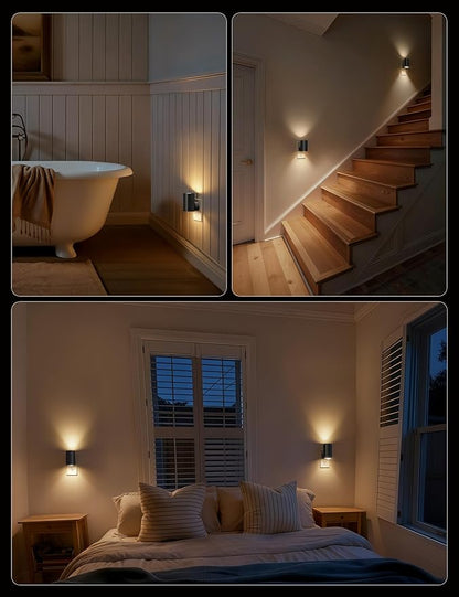 Brightown 2 Pack Night Lights Plug Into Wall, Modern Night Light with Rotating Plug, Dusk to Dawn Sensor, 0-100LM Stepless Dimming Nightlights, Home Decor for Hallway Bedroom Bathroom, Soft White