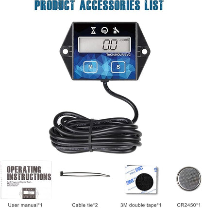 Runleader Small Engine Hour Meter, Digital Tachometer, Maintenance Reminder, Battery Replaceable, User Shutdown, Use for ZTR Lawn Mower Tractor Generator Marine Outboard ATV (HM011F)