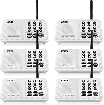 Wuloo Intercoms Wireless for Home 5280 Feet Range 10 Channel 3 Code, Wireless Intercom System for Home House Business Office, Room to Room Intercom, Home Communication System (6 Units Set, White)