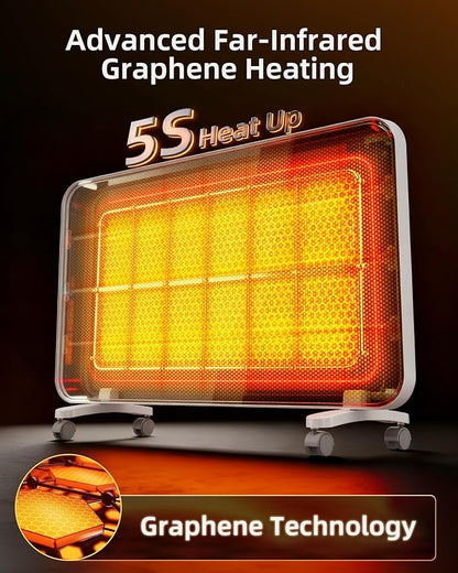YEW Space Heaters for Lagre Room, Convection Infrared Electric Heater with 360° Whole-Room Heating, Thermostat, 24H Timer, Heaters with Tip-over & Overheat Protection for Indoor Use