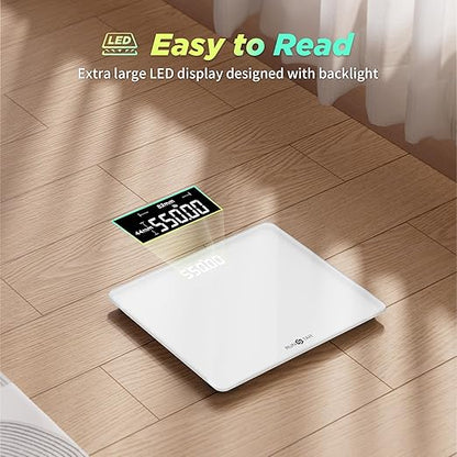 550lb Scale for Body Weight with Ultra-Wide Platform and Large LED Bezel-Less Display, Accurate High Precision Digital Bathroom Scale with Extra-High Capacity
