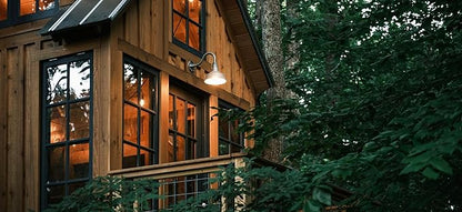 Steel Lighting Co. Hawthorne Barn Light | Outdoor Wall Mounted | 8 inch Dome | 16 inch Gooseneck| Small Farmhouse Light Made in America | Galvanized Exterior/Galvanized Interior