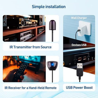 Cable Matters Infrared Remote Extender Cable - 25ft, IR Repeater Kit Cable, IR Extender, USB Infrared Remote Blaster Cord Up to 15ft Signal Range, NOT Compatible with RF Signals
