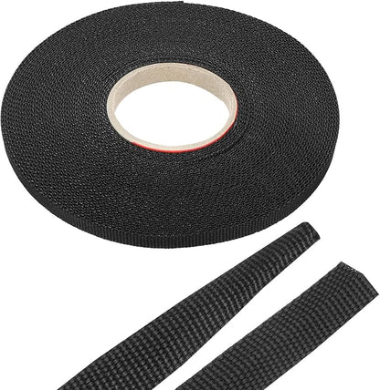 MECCANIXITY Braided Cable Sleeves Heat Shrinkable Fabric Sleeving, 1/4" 60ft Black 2:1 Ratio Heat Shrinkable Cord Protector for Harness Cable, Network Cable Protection, Cable Management