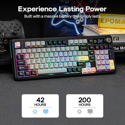 EPOMAKER TH99 PRO 96% Mechanical Keyboard with Screen & Knob, 10000mAh, 2.4Ghz/BT, Hot Swap, Custom Driver, RGB Backlight, PBT Keycap, Wireless Gaming Keyboard for PC/Mac (Black, Creamy Jade)