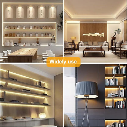 Pandery COB LED Strip Lights Warm White,24V Dimmable led Light Strip KIT with Remote and app Control,2700K 25FT/7.5m 8mm Wide Ra>90 Cuttable Flexible Strip Lights for Bedroom,Wardrobe,Cabinet