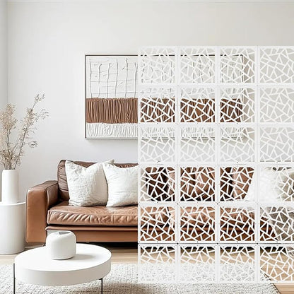 24 Pcs PVC Hanging Room Divider,Flower Carving Pattern Panels,Decorative Wall Screen Panel, Room Divider Partitions Panel Screen for Decorating Bedroom Dining Kitchen Office Studio 29 * 29cm