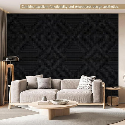 Autorific Acoustic Wall Panels,6 Pack Total Size 72 x 48 Inches,Self-Adhesive Decorative Acoustic Panels for Wall and ceiling,Black