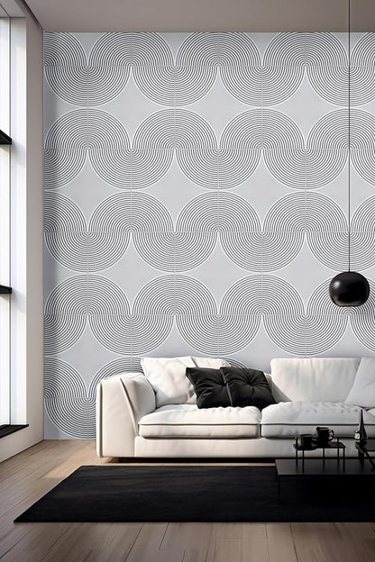 From Plain To Beautiful In Hours 9002 Arc Swell PVC 12 in x 12 in Peel and Stick Wall Panels (Covers / 10 sq.ft), White Matte, 10 Piece