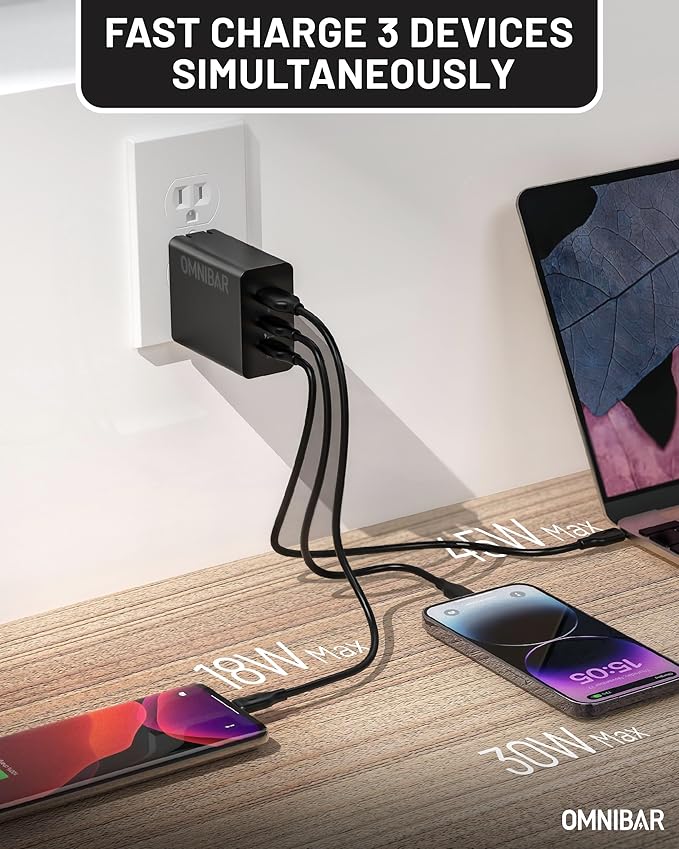 100W USB C Charger,100W Laptop Fast Charger 3-Port GaN Foldable Fast Wall Charger Block,PD3.0 PPS Power Adapter for MacBook Pro/Air,iPad Pro,iPhone 16 Pro,Galaxy S24 Ultra,Steam Deck,Google Pixelbook