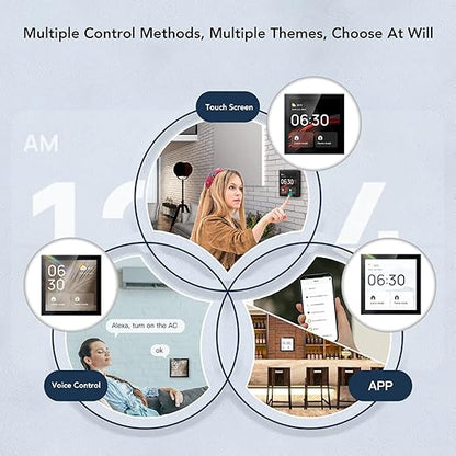 Smart Scene Wall Switch Panel 100 to 240V with 4 Inch Touch Screen and Voice Control for Smart Home Control (Compatible with ZigBee and BT Devices)