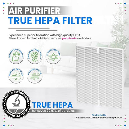 Bagean AP-1512HH Filter Compatible with Coway Airmega AP-1512HH & 200M Air Purifier - Fit Coway Filter Replacement - H13 True HEPA Filters Removes 99.97% particles Freshens the Air (3 HEPA Filters)