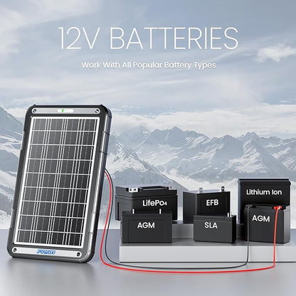 POWOXI 12V Solar Car Battery Charger: 15W Solar Trickle Charger Maintainer with MPPT Controller for Car - RV Boat Marine Motorcycle - Solar Panel Kit for Automotive Trailer Truck Snowmobile Tractor