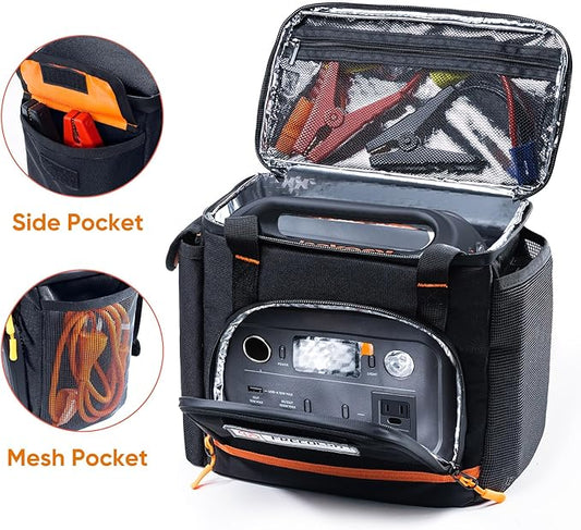 FRECOLSH Travel Carrying Case Compatible with Jackery Explorer 300/240/160, Portable Power Station Storage Case with Water- proof Bottom and Front Pockets for Jackery Accessories Solar Generator