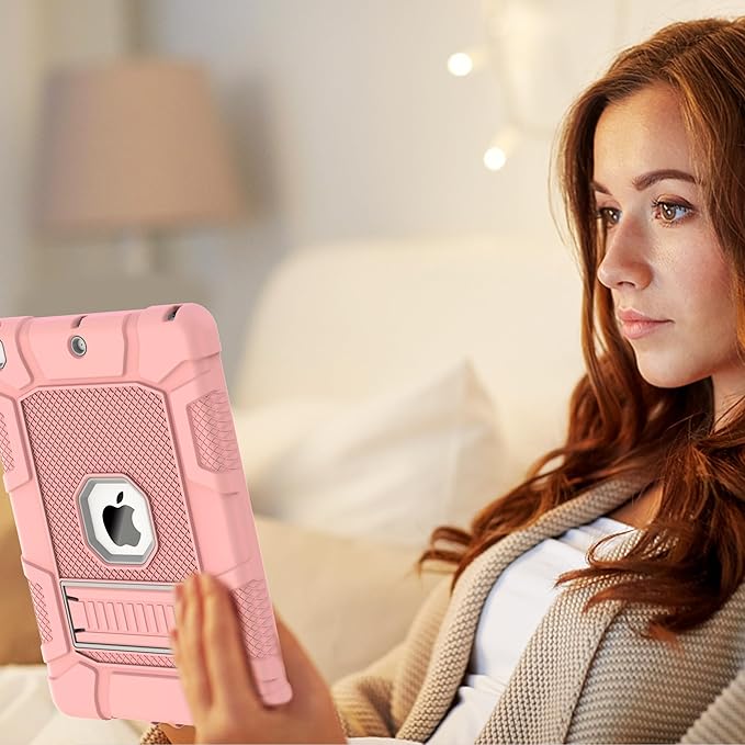 Rantice iPad 9th Generation Case, iPad 8th Generation Case, iPad 7th Generation Case, Hybrid Shockproof Rugged Drop Protection Cover with Kickstand for iPad 10.2'' (Rose Gold)