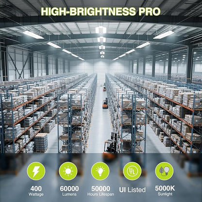 2 Pack 400W LED Linear High Bay Light 4FT, Adjustable 400W/320W/240W/100W With Motion Sensor, 60000LM, 120-277V, 0-10V, 5000K, Commercial Linear High Bay Led Shop Lights for Warehouse Workshops, UL