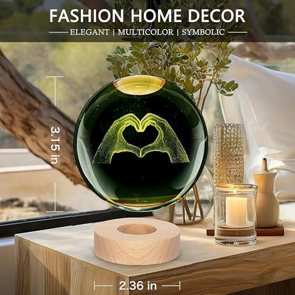 Kopesmsy 3D Crystal Ball Lamp,3.15 inch 3D K9 Crystal Ball Night Light with Wooden Base,Night Light Room Decor,Color Box,Birthday Anniversary Christmas Gifts for Women, Girlfriends, Wives, Daughters